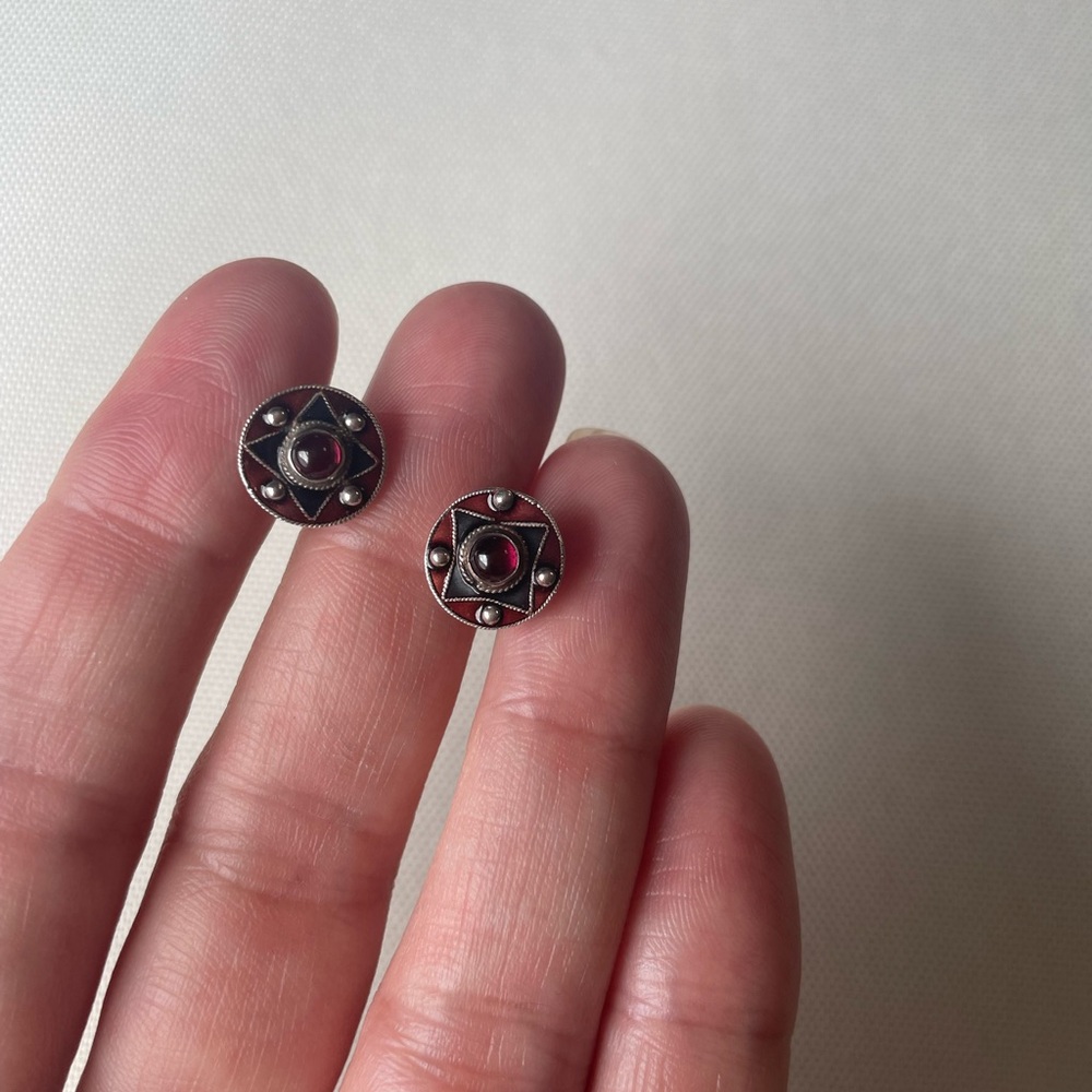 Red/pink costume earring studs